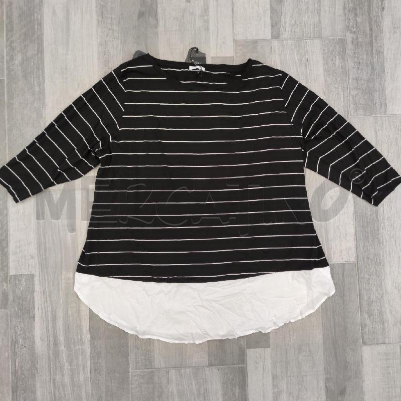 MAGLIA DONNA FIORELLA RUBINO NERA RIGHE BIANCHE NUOVA | Mercatino dell'Usato Settimo torinese 1