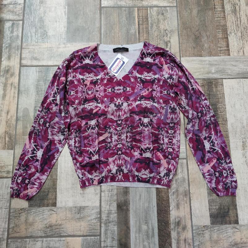 MAGLIA DONNA FRANKIE MORELLO VIOLA FANTASIA SCOLLO V | Mercatino dell'Usato Settimo torinese 1