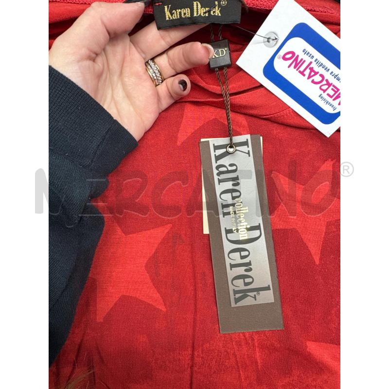 MAGLIA DONNA KAREN DEREK NUOVA ROSSA STELLE | Mercatino dell'Usato Settimo torinese 3