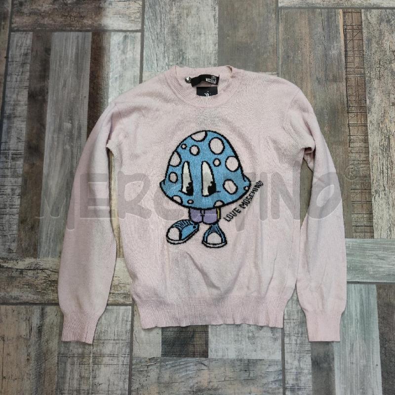 MAGLIONE DONNA LOVE MOSCHINO MISTO LANA ROSINO FUNGO AZZURRO | Mercatino dell'Usato Settimo torinese 1