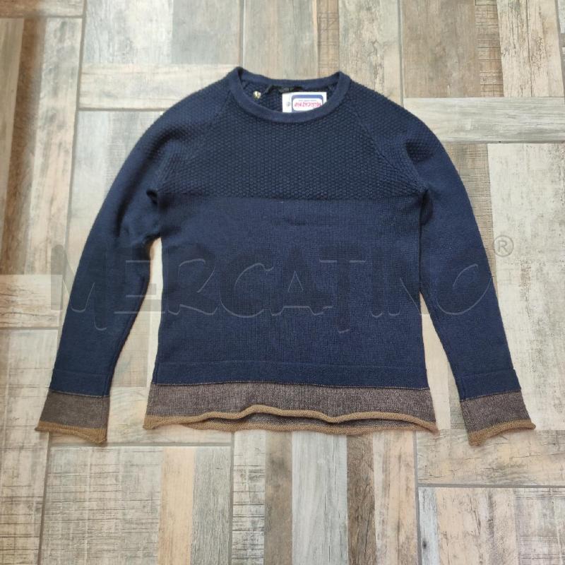 MAGLIONE UOMO +39 MASQ MISTO MERINO ALPACA BLU BEIGE | Mercatino dell'Usato Settimo torinese 1