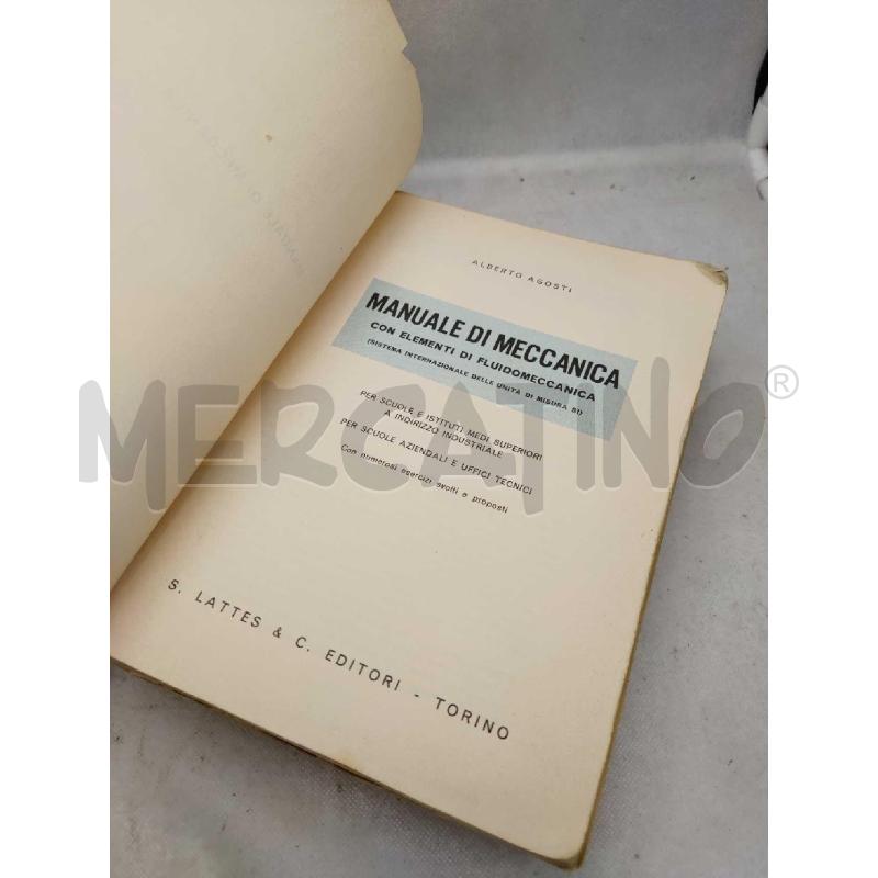 MANUALE DI MECCANICA CON ELEMENTI DI FLUIDO MECCANICA | Mercatino dell'Usato Settimo torinese 4