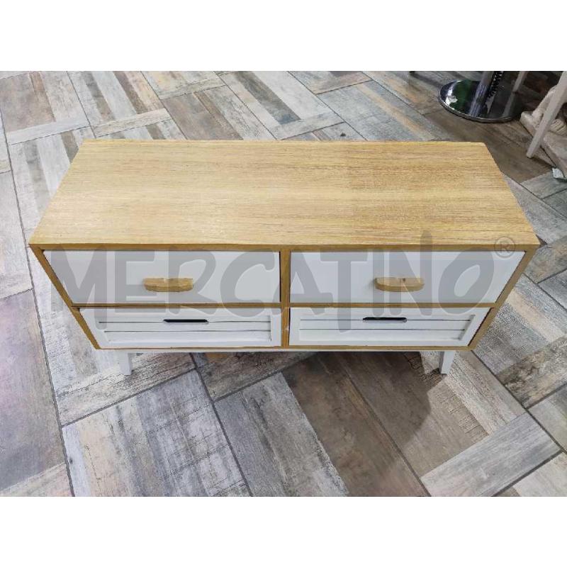 MOBILETTO BASSO LEGNO CON 4 CASSETTI BIANCHI | Mercatino dell'Usato Settimo torinese 1