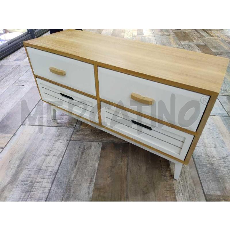 MOBILETTO BASSO LEGNO CON 4 CASSETTI BIANCHI | Mercatino dell'Usato Settimo torinese 2