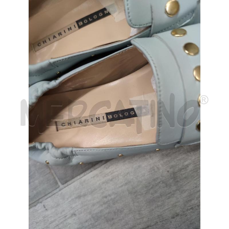 MOCASSINI DONNA CHIARINI PELLE AZZURRO POLVERE BORCHIETTE DORATE | Mercatino dell'Usato Settimo torinese 3