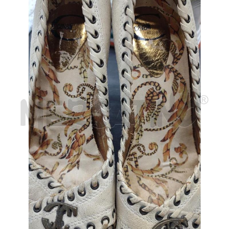 OPEN TOE CAVALLI PELLE BEIGE LOGO METALLICO   | Mercatino dell'Usato Settimo torinese 4