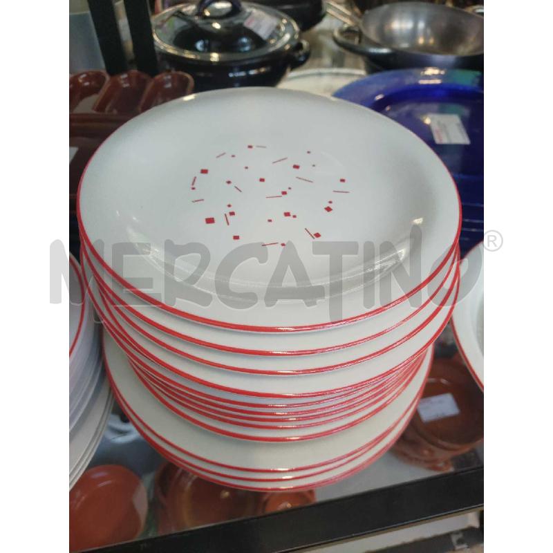 PIATTI PZ. 18 SATURNIA BIANCHI BORDO ROSSO  | Mercatino dell'Usato Settimo torinese 1