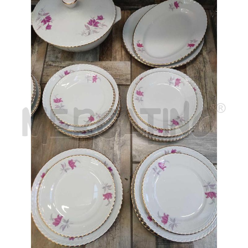 PIATTI PZ. 36 SERVIZIO GALVANI FIORI ROSA BORDO ORO  | Mercatino dell'Usato Settimo torinese 3