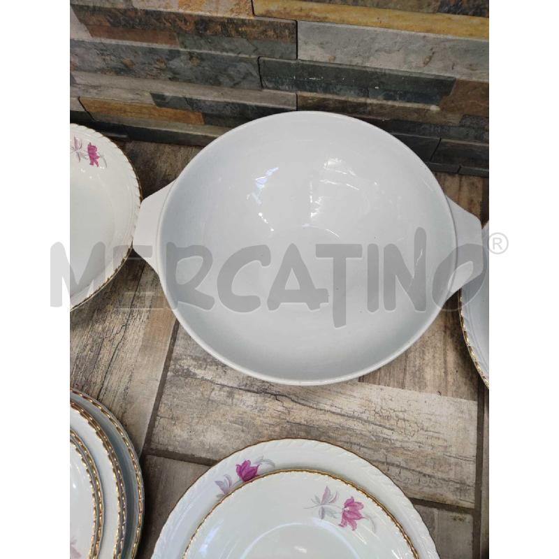 PIATTI PZ. 36 SERVIZIO GALVANI FIORI ROSA BORDO ORO  | Mercatino dell'Usato Settimo torinese 4