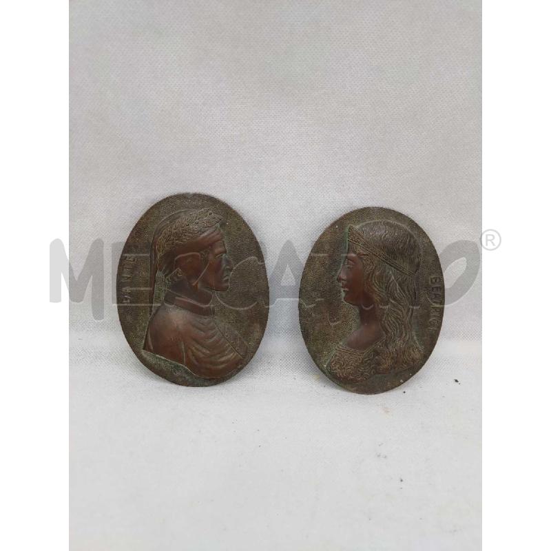 PLACCHE BRONZO DANTE E BEATRICE CESARE RUGA COPPIA  | Mercatino dell'Usato Settimo torinese 1