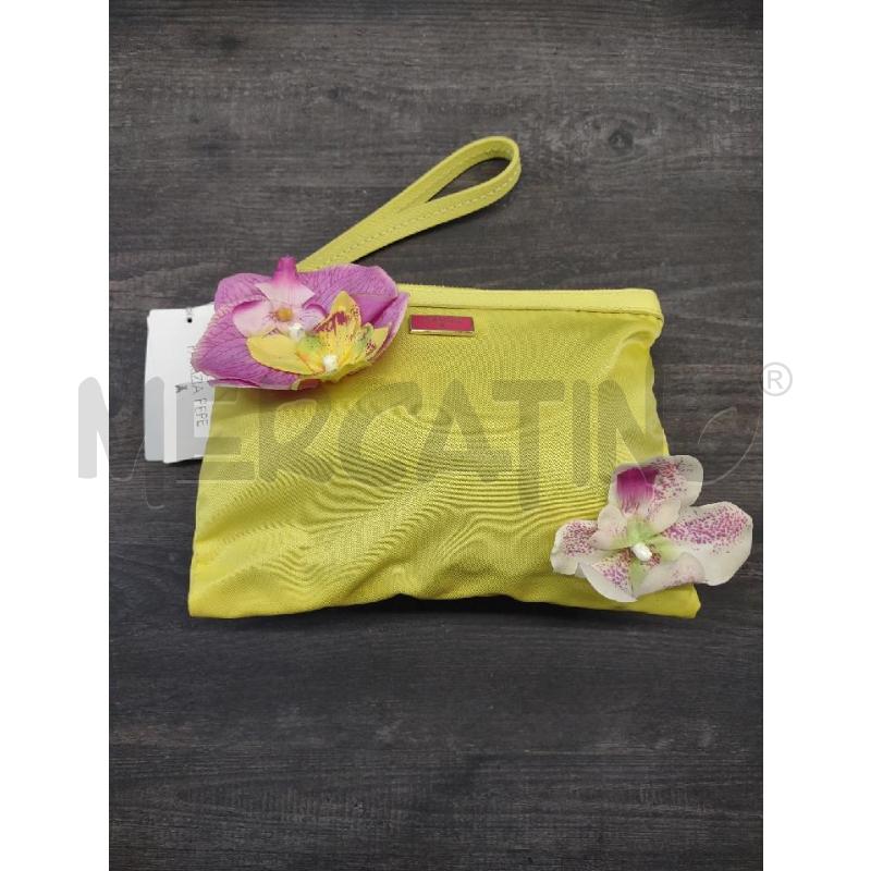 POCHETTE PATRIZIA PEPE GIALLA FIORI ROSA NUOVA | Mercatino dell'Usato Settimo torinese 1