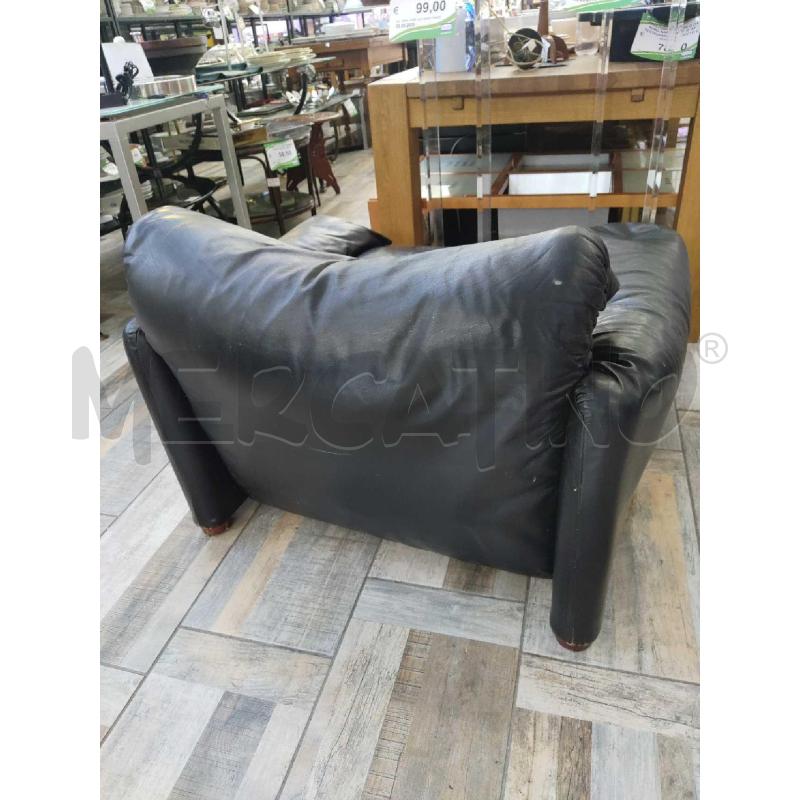 POLTRONA IN PELLE NERA ATTRIBUIBILE CASSINA MARALUNGA  | Mercatino dell'Usato Settimo torinese 4