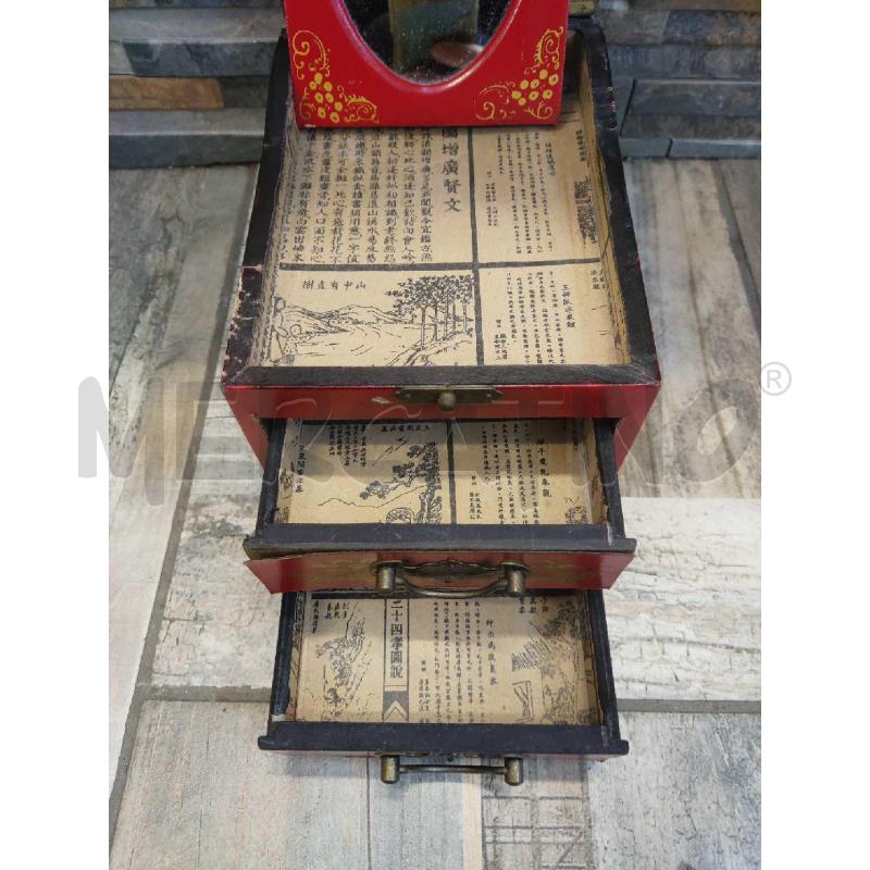 PORTA GIOIE CINESE LACCATO ROSSO CON SPCCHIO | Mercatino dell'Usato Settimo torinese 3
