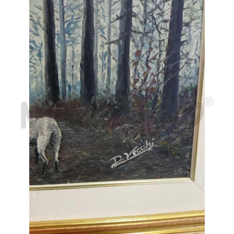QUADRO CACCIATORE CON CANI CORNICE DORATA D.VECCHI  | Mercatino dell'Usato Settimo torinese 2