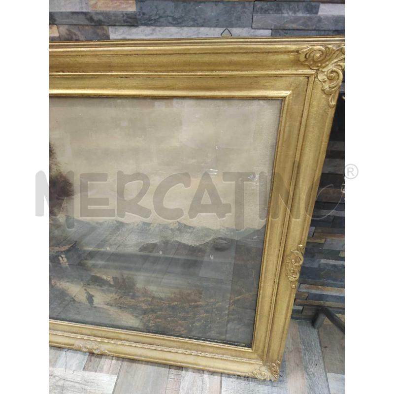 QUADRO CASA E PAESAGGIO DI CAMPAGNA CON CORNICE DORATA | Mercatino dell'Usato Settimo torinese 3