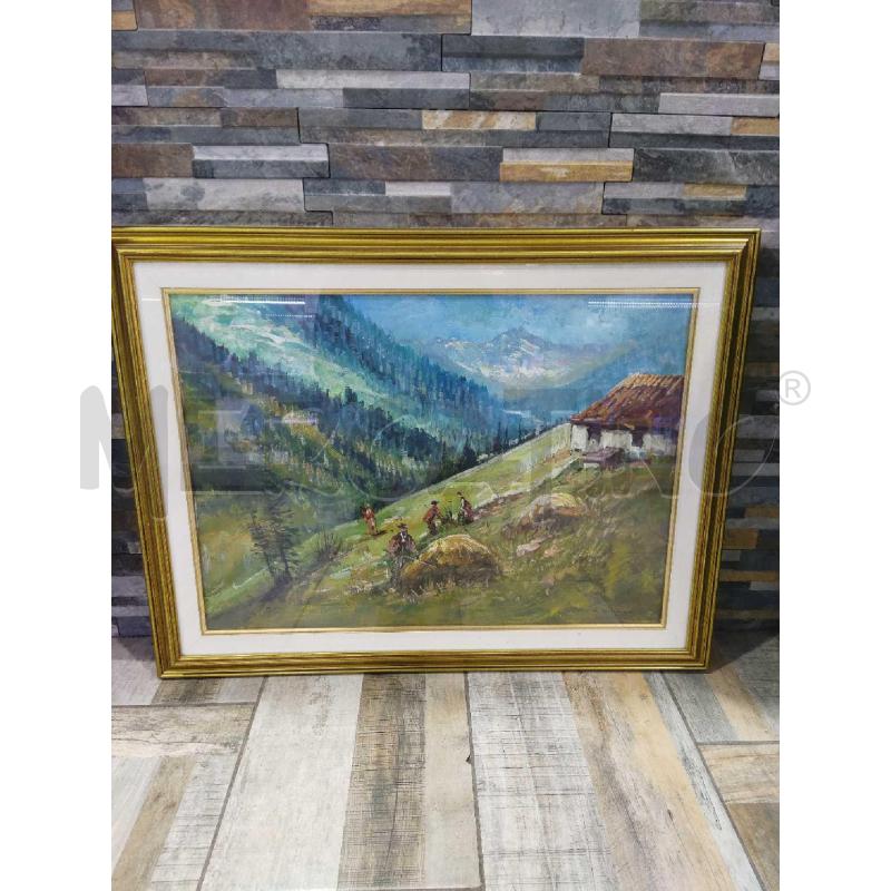 QUADRO CORNICE DORATA PAESAGGIO PERSONE CON CAPPELLO  | Mercatino dell'Usato Settimo torinese 1