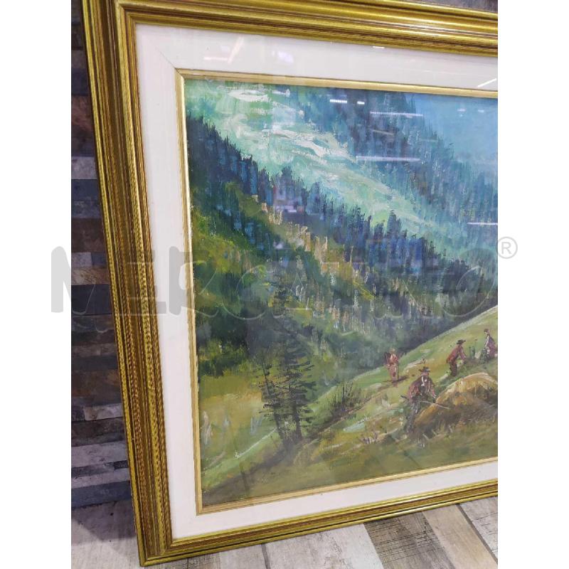 QUADRO CORNICE DORATA PAESAGGIO PERSONE CON CAPPELLO  | Mercatino dell'Usato Settimo torinese 2