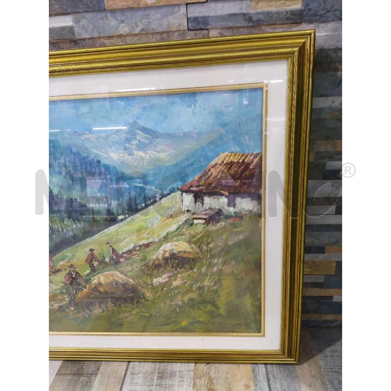 QUADRO CORNICE DORATA PAESAGGIO PERSONE CON CAPPELLO  | Mercatino dell'Usato Settimo torinese 3