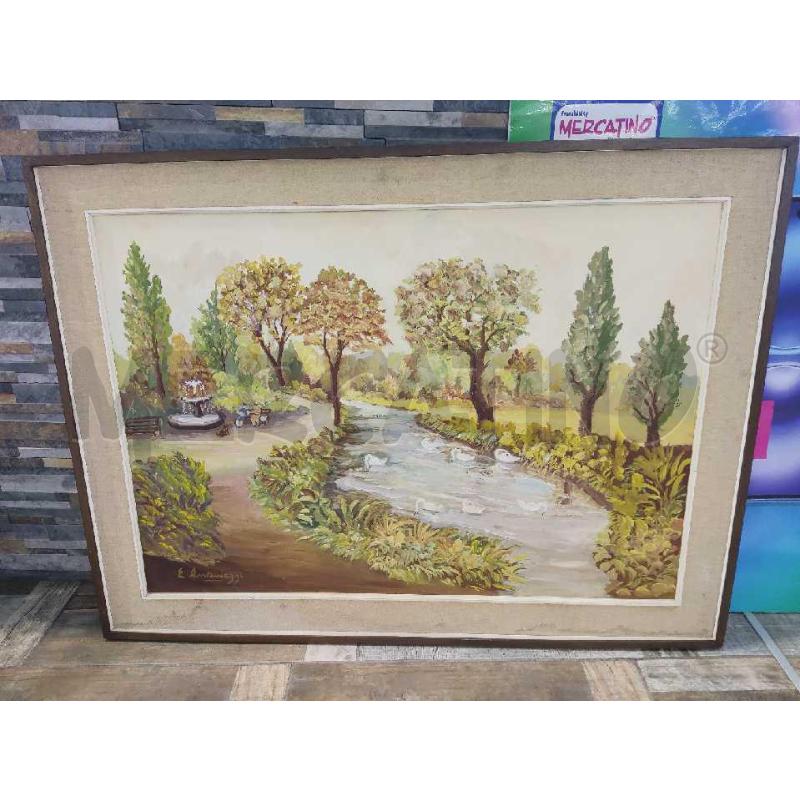 QUADRO DIPINTO BOSCO CORNICE LEGNO  | Mercatino dell'Usato Settimo torinese 1