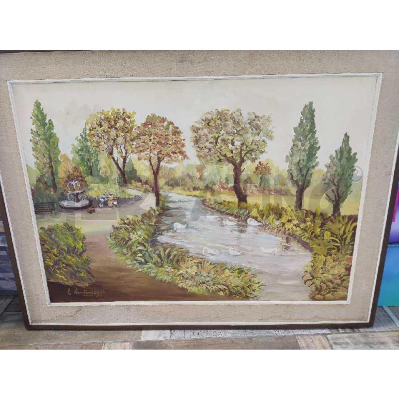 QUADRO DIPINTO BOSCO CORNICE LEGNO  | Mercatino dell'Usato Settimo torinese 2