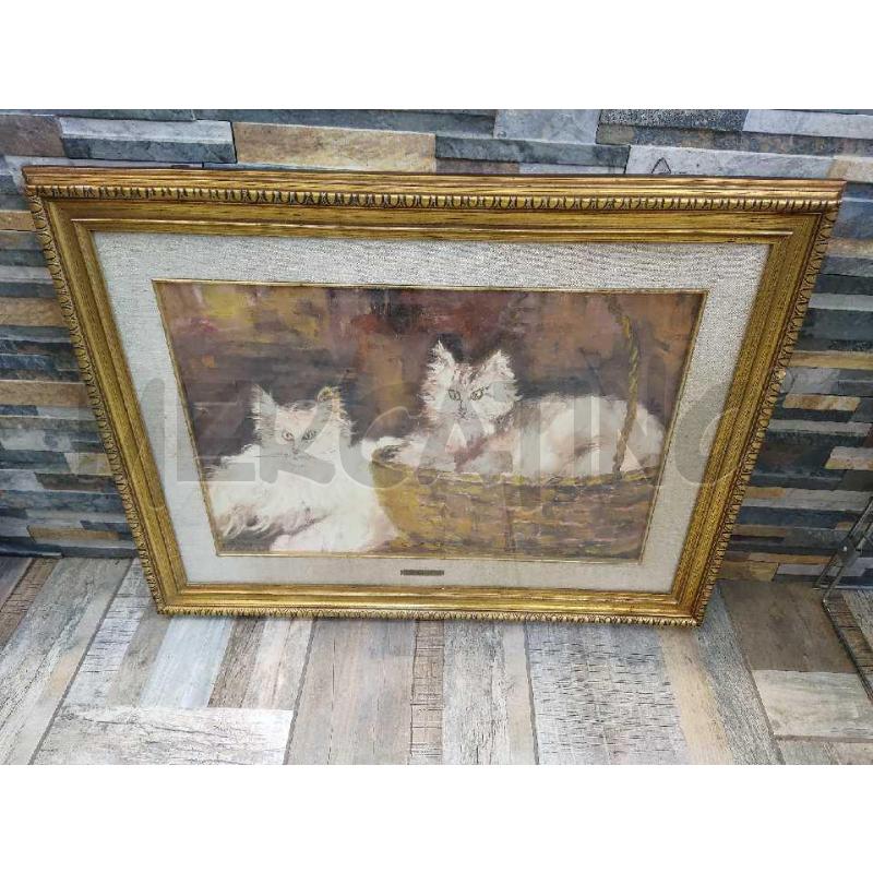 QUADRO DIPINTO CON GATTI P.PISANO  | Mercatino dell'Usato Settimo torinese 1
