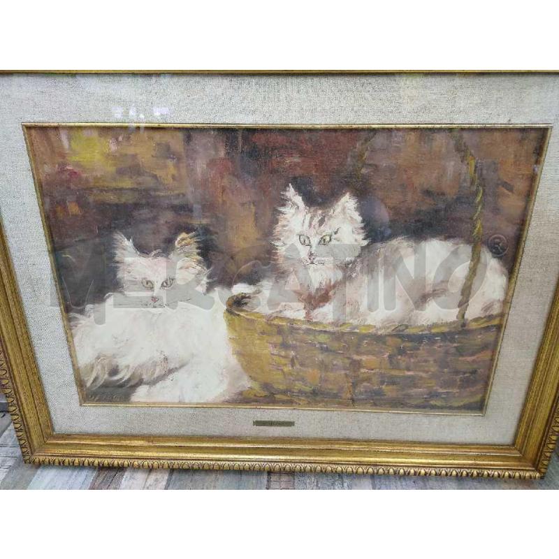 QUADRO DIPINTO CON GATTI P.PISANO  | Mercatino dell'Usato Settimo torinese 2