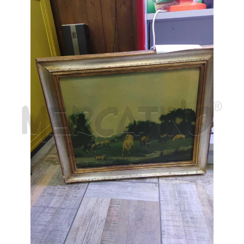 QUADRO DIPINTO VECCHIO CON ANIMALI  | Mercatino dell'Usato Settimo torinese 1