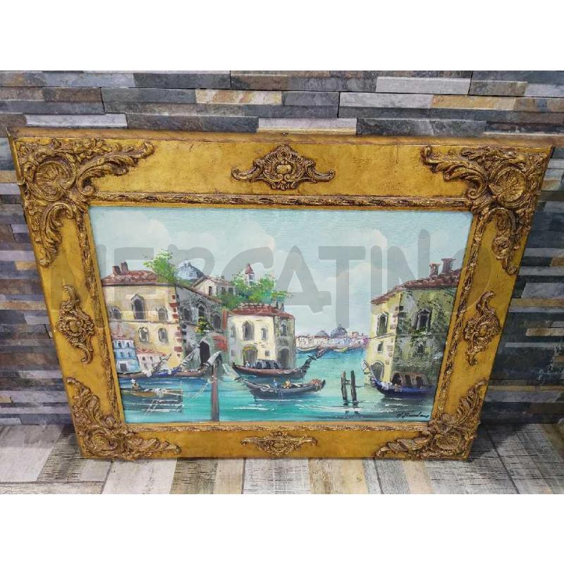 QUADRO PAESAGGIO VENEZIA CORNICE DORATA | Mercatino dell'Usato Settimo torinese 1