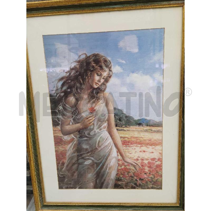 QUADRO STAMPA DAMA CON PAPAVERO | Mercatino dell'Usato Settimo torinese 2