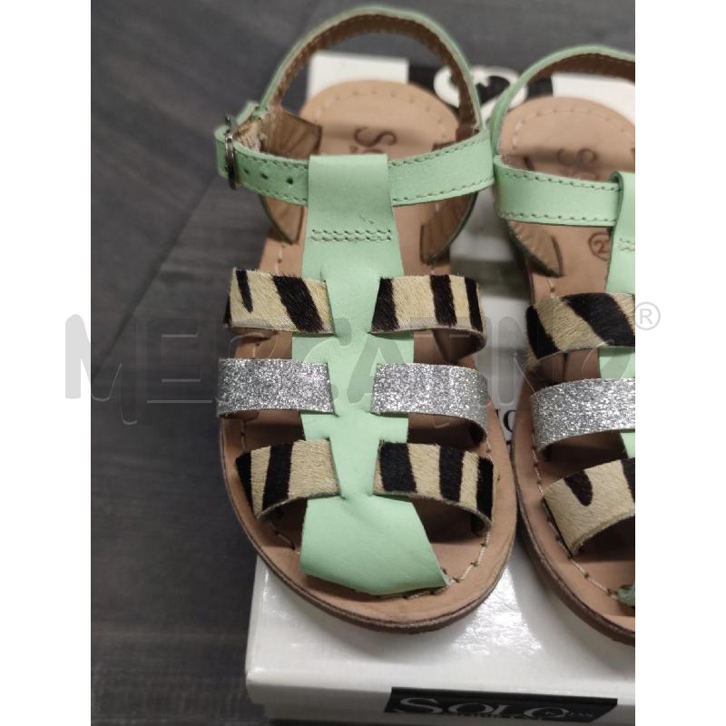 SANDALI BAMBINA SOLO SOPRANI PELLE VERDE MENTA CAVALLINO | Mercatino dell'Usato Settimo torinese 3