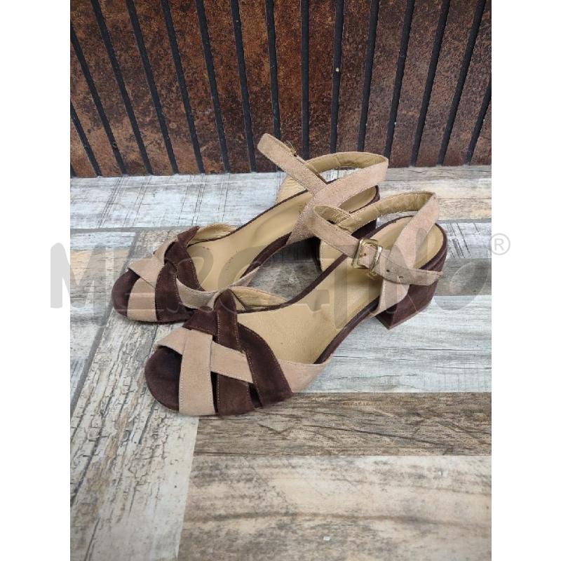 SANDALI CON TACCO A.TESTONI PELLE MARRONE BEIGE | Mercatino dell'Usato Settimo torinese 1
