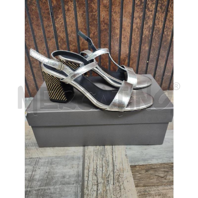 SANDALI DONNA APEPAZZA PELLE TACCO PERLINE ARGENT | Mercatino dell'Usato Settimo torinese 1