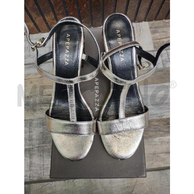 SANDALI DONNA APEPAZZA PELLE TACCO PERLINE ARGENT | Mercatino dell'Usato Settimo torinese 2