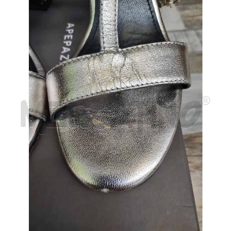 SANDALI DONNA APEPAZZA PELLE TACCO PERLINE ARGENT | Mercatino dell'Usato Settimo torinese 3