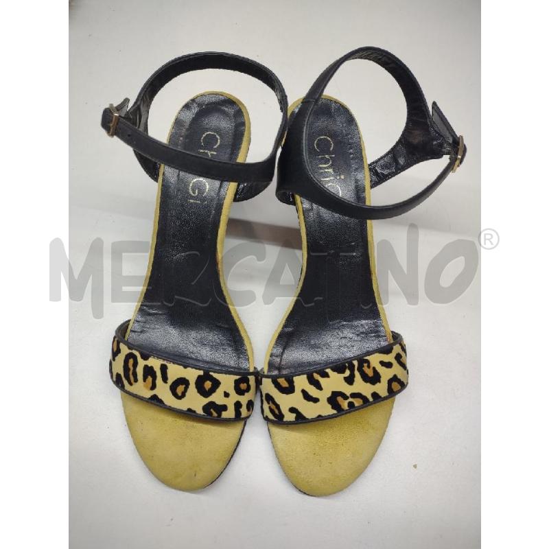 SANDALI DONNA CHRIGI' PELLE FASCIA LEOPARDATA GIALL | Mercatino dell'Usato Settimo torinese 1