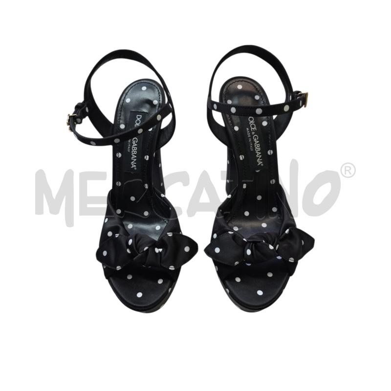 SANDALI DONNA D&G DOLCE&GABBANA RASO NERO POIS BIANCHI CON PLATFORM | Mercatino dell'Usato Settimo torinese 2