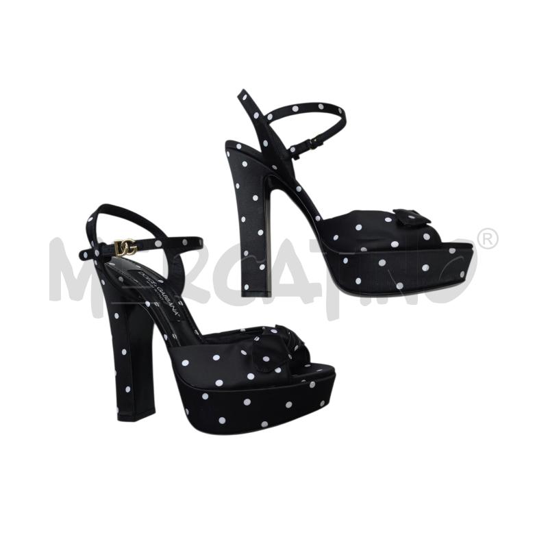 SANDALI DONNA D&G DOLCE&GABBANA RASO NERO POIS BIANCHI CON PLATFORM | Mercatino dell'Usato Settimo torinese 3