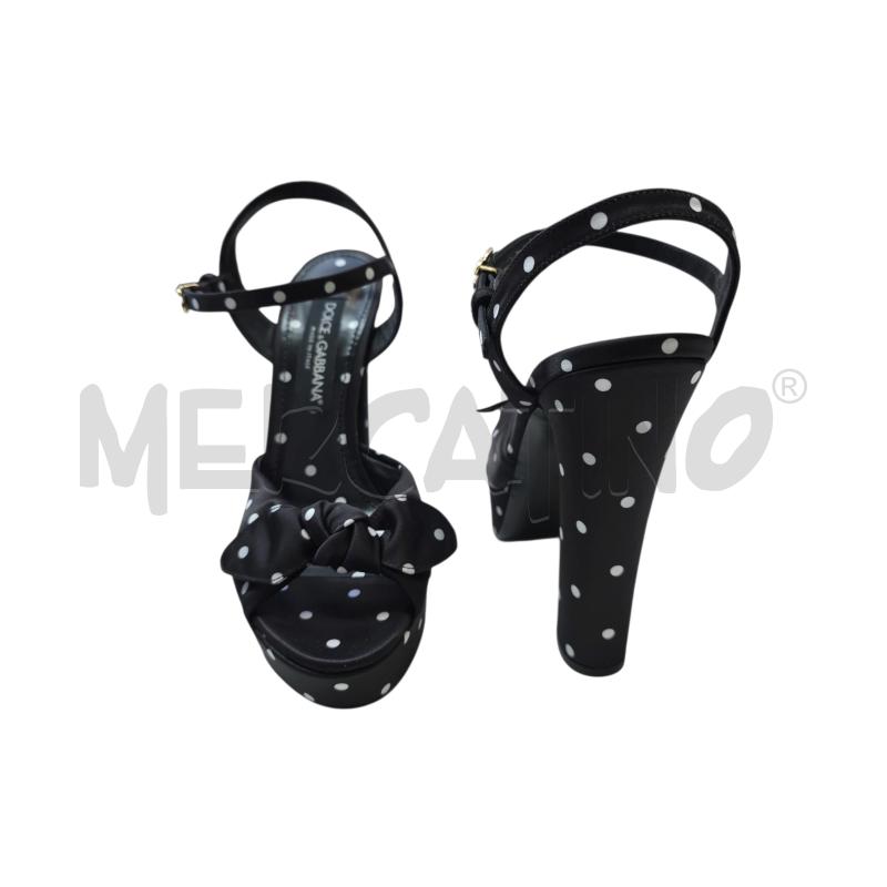 SANDALI DONNA D&G DOLCE&GABBANA RASO NERO POIS BIANCHI CON PLATFORM | Mercatino dell'Usato Settimo torinese 4