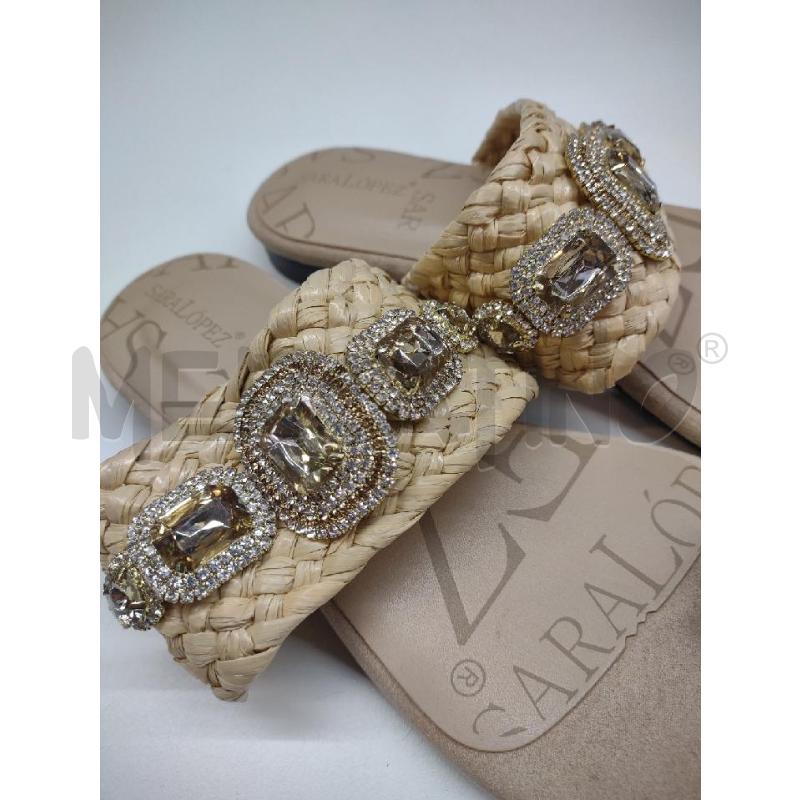 SANDALI DONNA SARA LOPEZ BEIGE FASCIA RAFIA STRASS | Mercatino dell'Usato Settimo torinese 2
