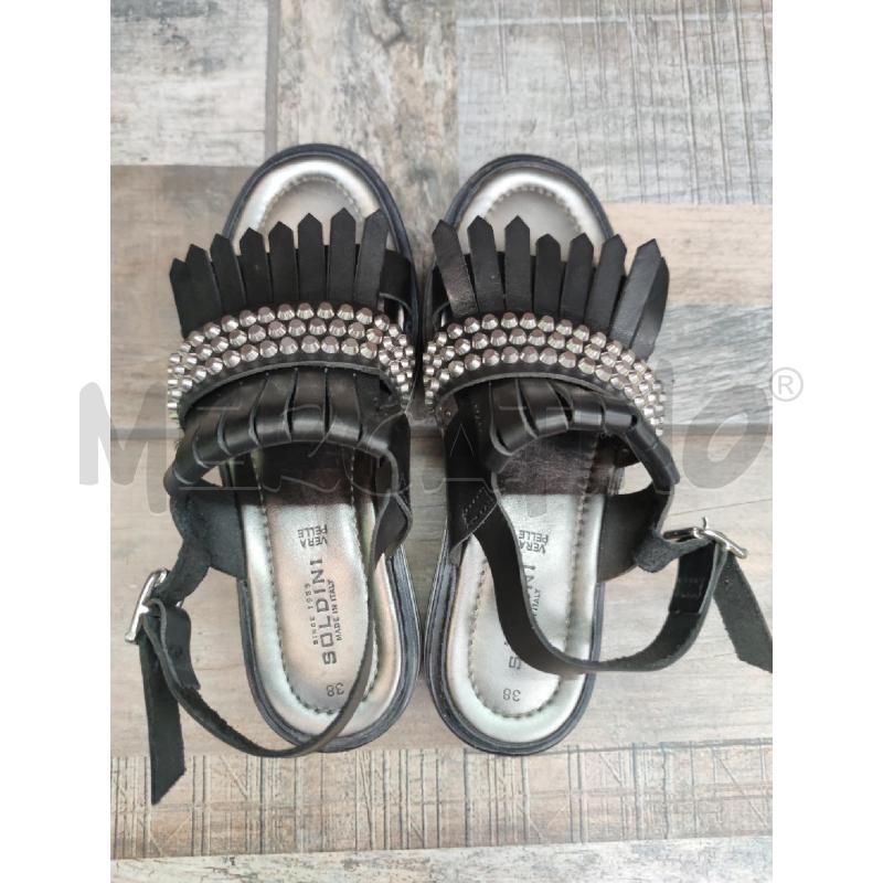 SANDALI DONNA SOLDINI PELLE NERI FRANGE BORCHIE | Mercatino dell'Usato Settimo torinese 3