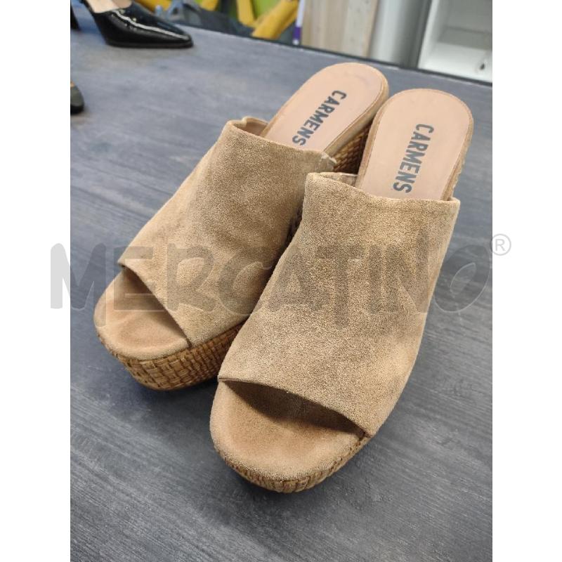 SANDALI DONNA TACCO CARMENS PELLE BEIGE SCAMOSCIATE  | Mercatino dell'Usato Settimo torinese 1