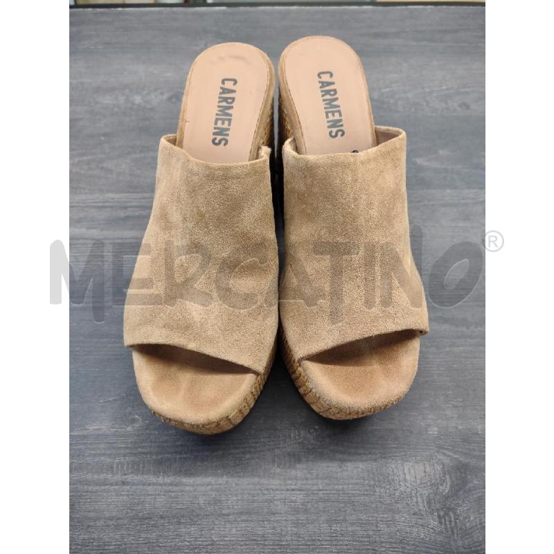 SANDALI DONNA TACCO CARMENS PELLE BEIGE SCAMOSCIATE  | Mercatino dell'Usato Settimo torinese 2