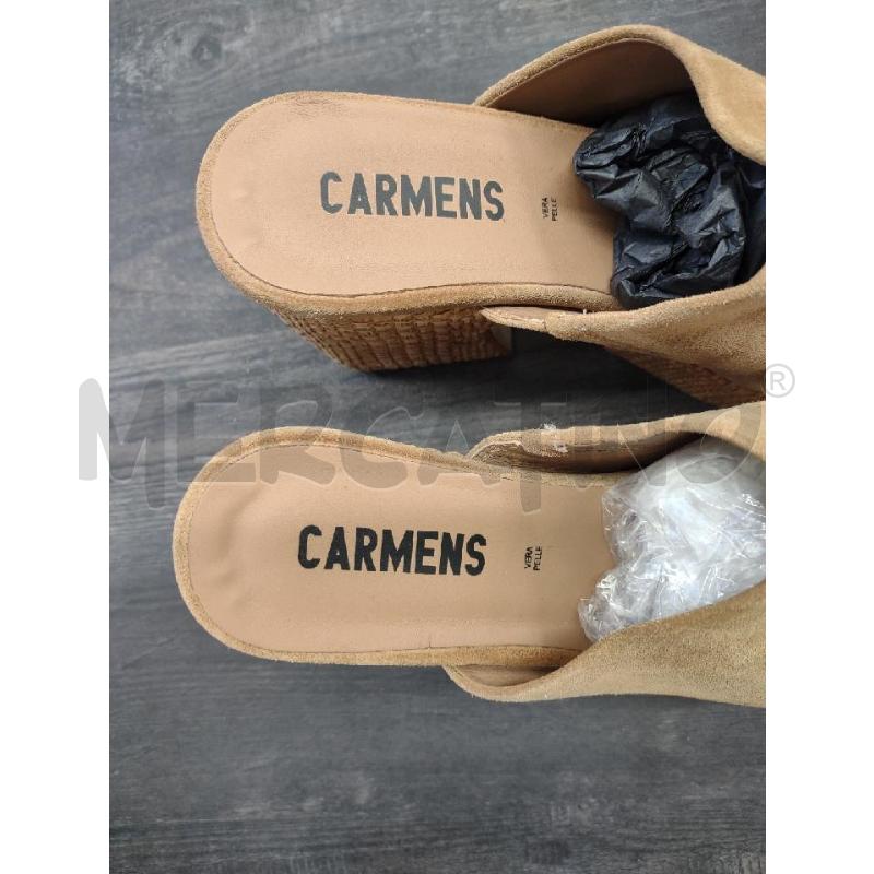 SANDALI DONNA TACCO CARMENS PELLE BEIGE SCAMOSCIATE  | Mercatino dell'Usato Settimo torinese 3