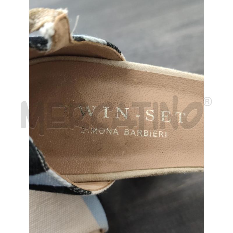 SANDALI DONNA TACCO TWINSET RIGHE AZZURRO BIANCO BLU  | Mercatino dell'Usato Settimo torinese 3