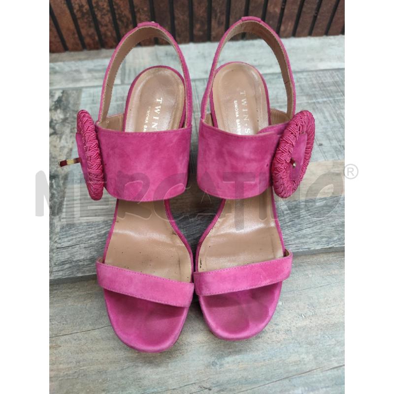 SANDALI DONNA TWINSET TACCO FUCSIA PELLE  | Mercatino dell'Usato Settimo torinese 1