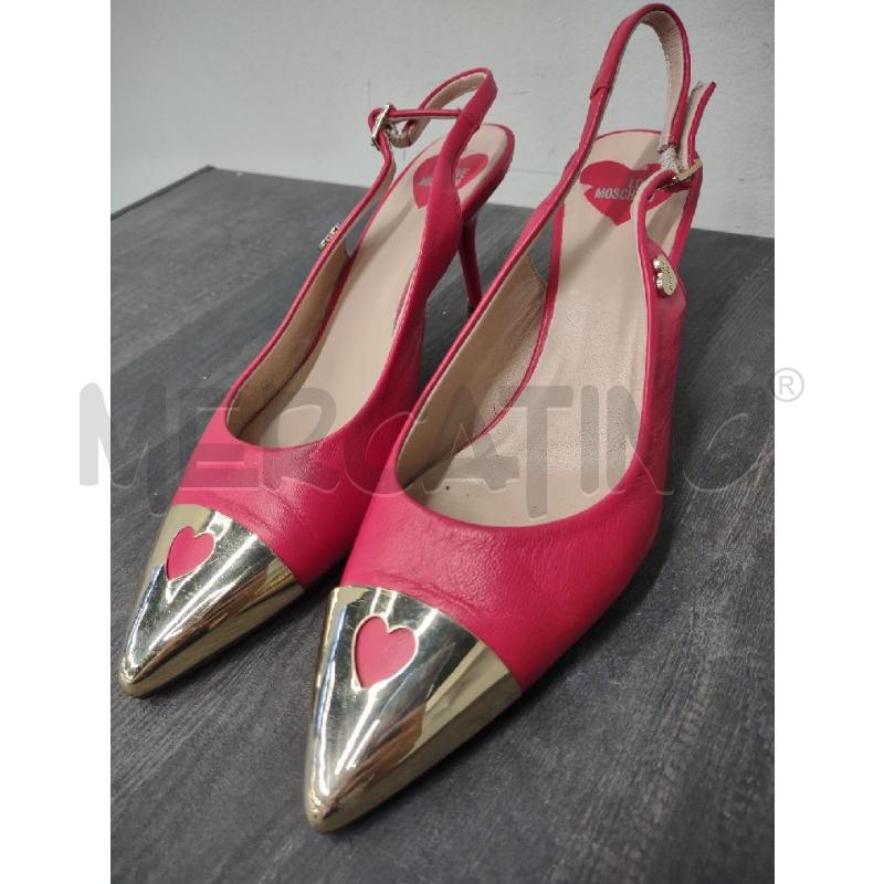 SCARPE DONNA LOVE MOSCHINO PELLE TACCHI PUNTA ROSSE DORATE  | Mercatino dell'Usato Settimo torinese 1