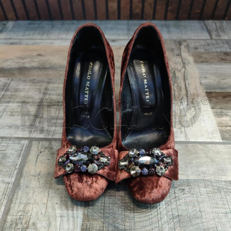 SCARPE DONNA POLO MATTEI VELLUTO RAME STRASS | Mercatino dell'Usato Settimo torinese 1