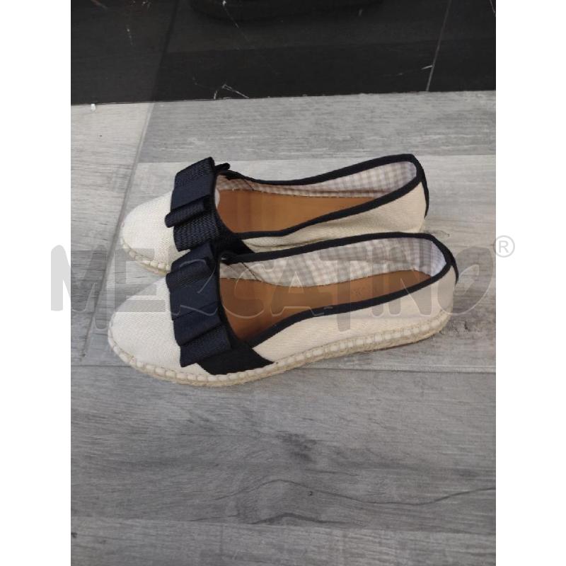 SCARPE ESCADRILLE TESSUTO BEIGE FIOCCO NERO | Mercatino dell'Usato Settimo torinese 1
