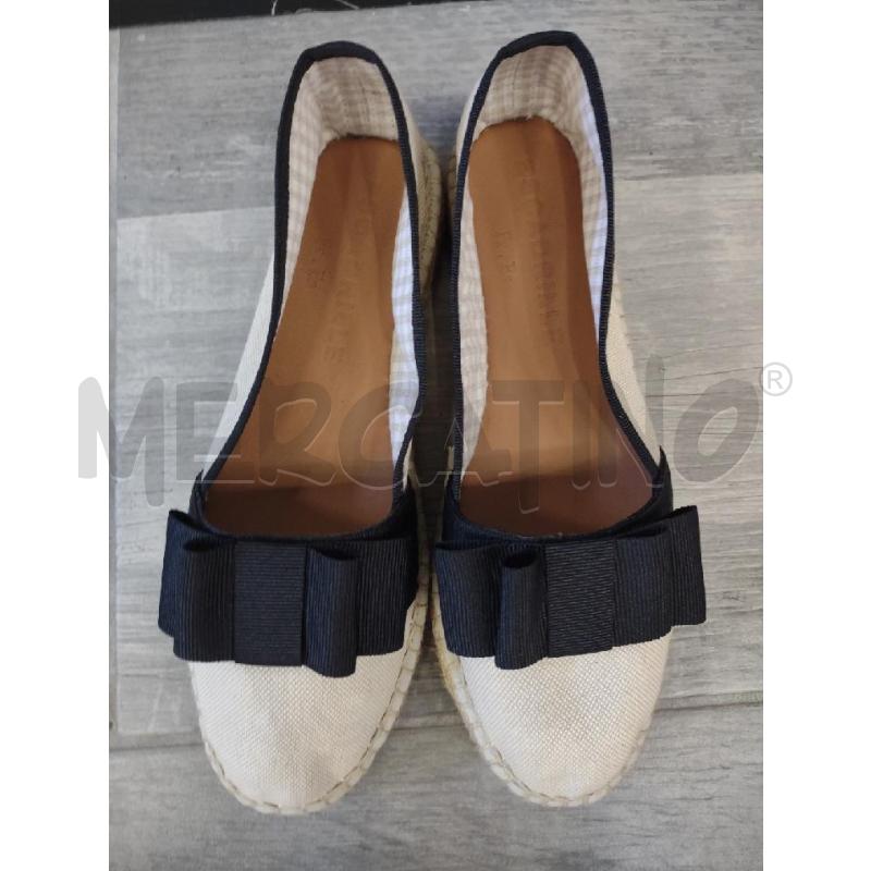 SCARPE ESCADRILLE TESSUTO BEIGE FIOCCO NERO | Mercatino dell'Usato Settimo torinese 2
