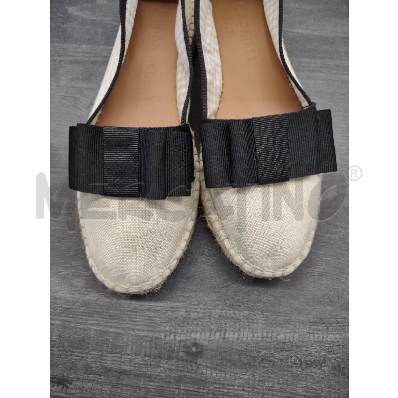 SCARPE ESCADRILLE TESSUTO BEIGE FIOCCO NERO | Mercatino dell'Usato Settimo torinese 4